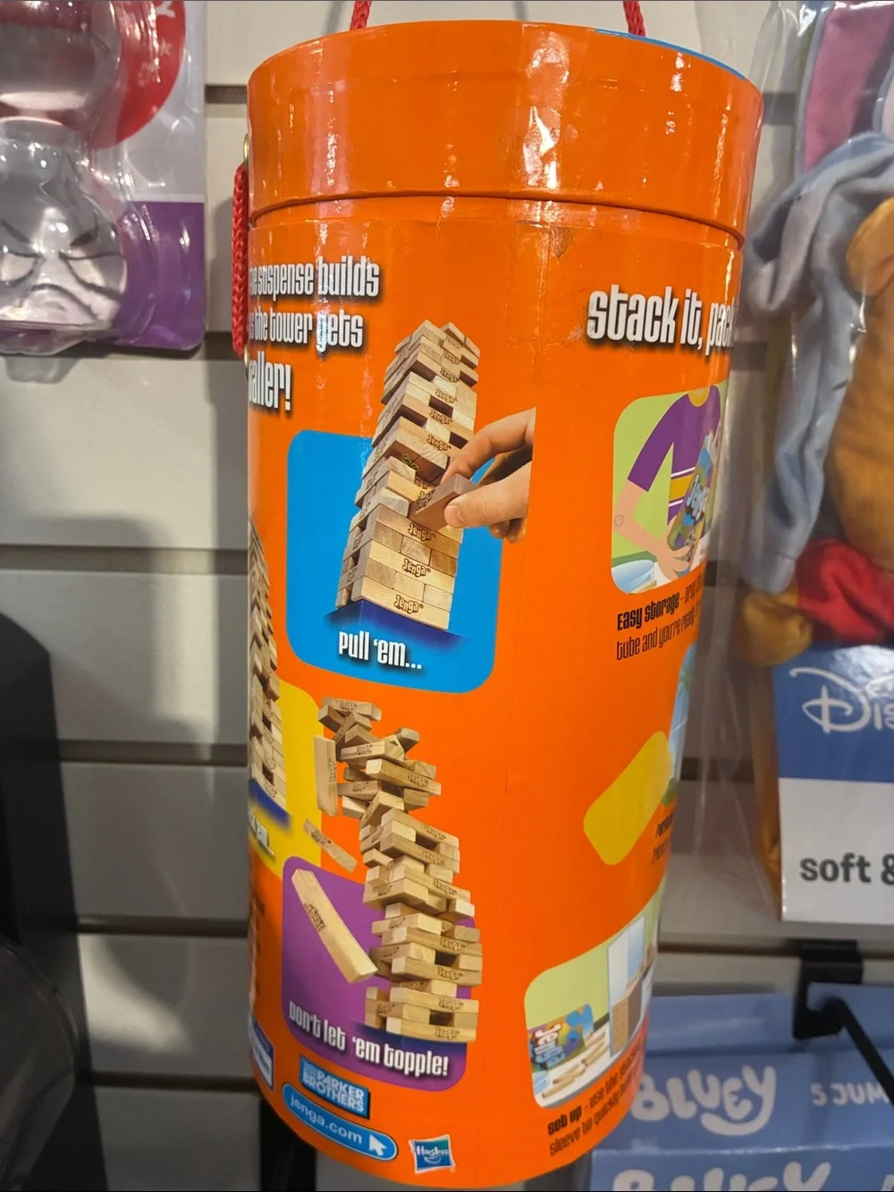 Jenga Wood Block Game - Orange Carry Tin